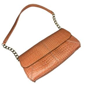 Y2K Liz Claiborne PU croc embossed shoulder bag womens purse like new